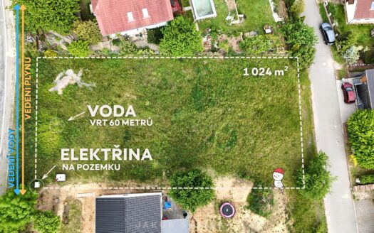 Prodej stavebního pozemku 1 024 m² s připraveným projektem a stavebním povolením na RD, Kunice